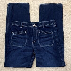 We The Free  HR Dark Wash Button Fly Relaxed Leg Jeans w/ Patch Pocket- 28- NWOT